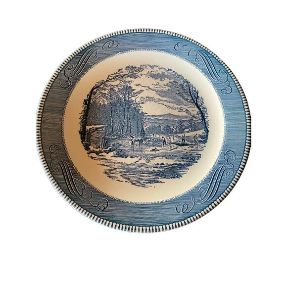 CURRIER and IVES 12 1/4" CHOP PLATE Getting Ice. Round platter - Picture 1 of 1